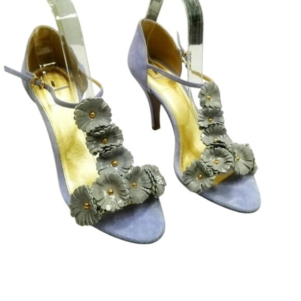 J Crew Periwinkle Suede Flower T Strap Heels Italy Women 8 Easter Wedding Formal